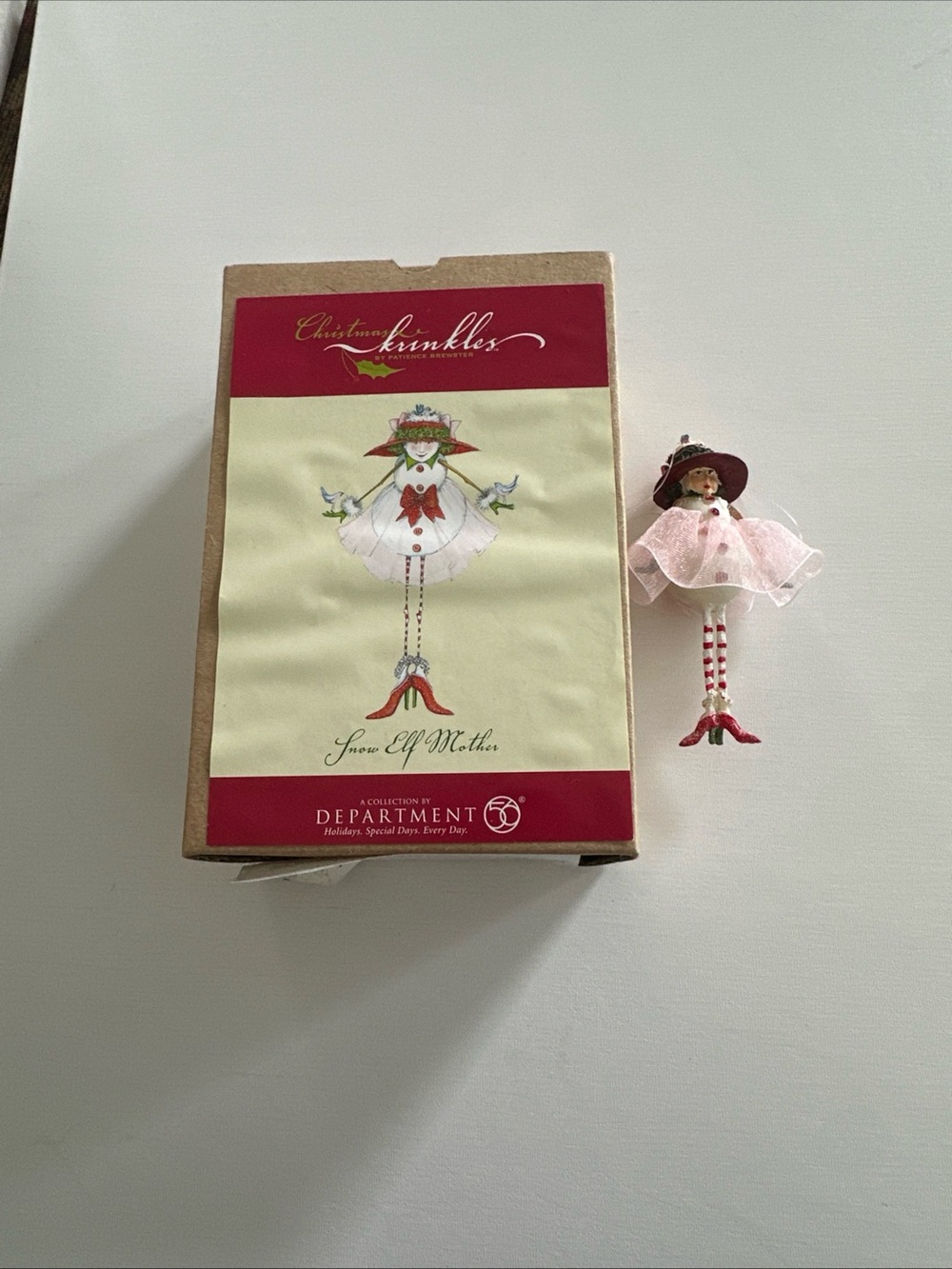 Department 56 Pink & Red Snow Elf Mother Ornament